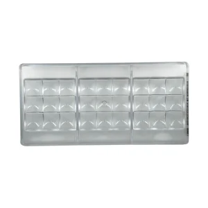 Moule chocolat Polycarbonate Chocolate World CW1898 3 Tablettes Chocolat 9 Carrés Bombés – Démoulage Parfait Assuré