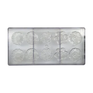 Moule chocolat Polycarbonate Chocolate World CW1048 Caraque fleur ronde – Démoulage Parfait Assuré